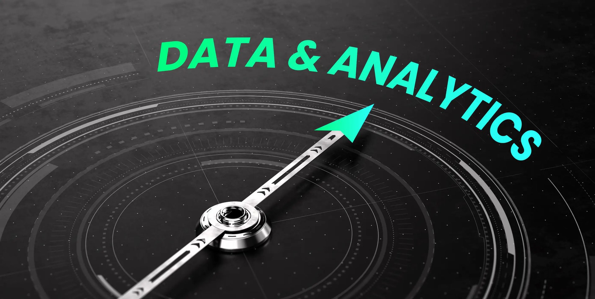 A compass where the needle points towards the words “data & analytics”, emphasizing data's guiding role